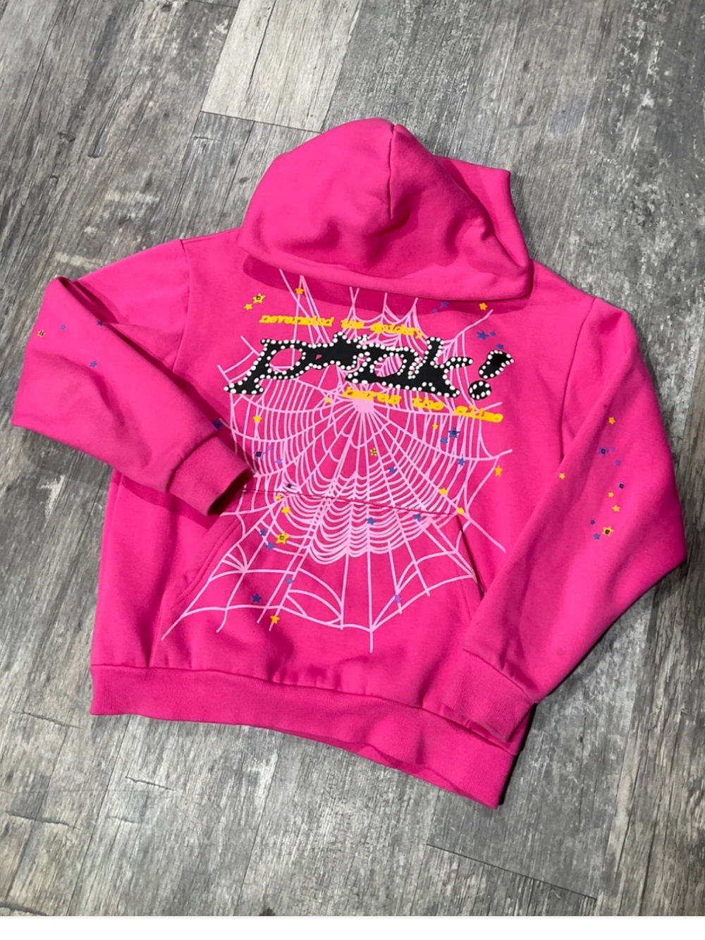 Pink sp5der Graphic Hoodie